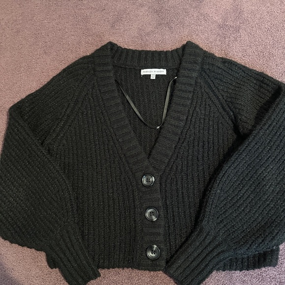 Rebecca Minkoff Black Ribbed Cardigan - Picture 2 of 2